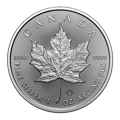 A picture of a 1 oz Silver Maple Leaf Coin (2025)